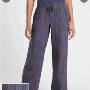Athleta Cabo Linen Textured Wide Leg Pant - size 2P